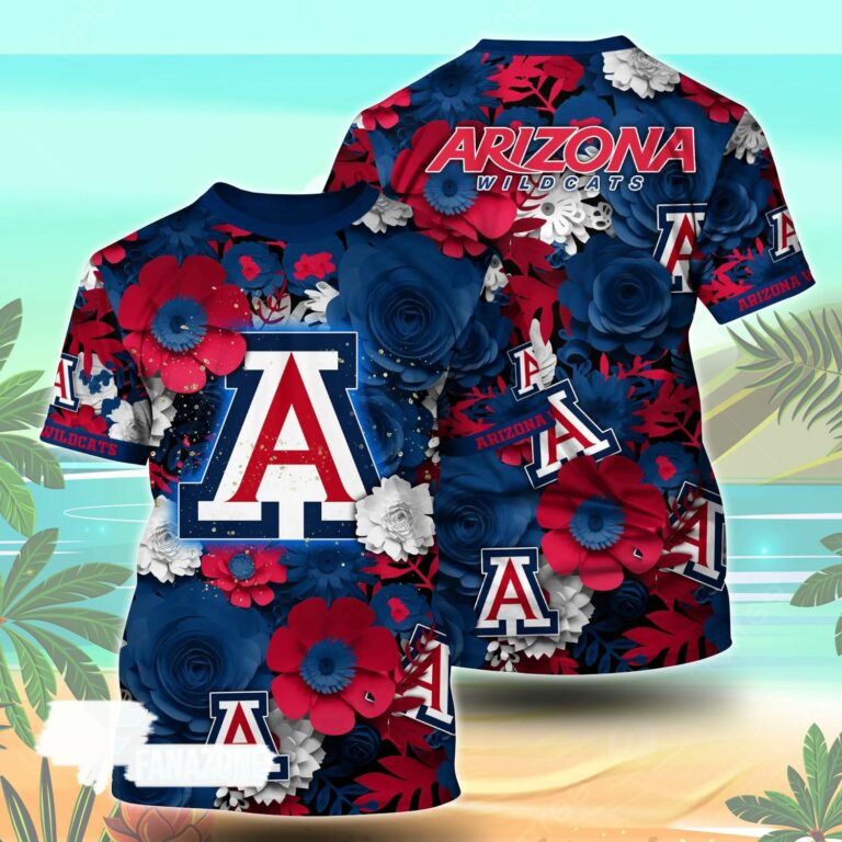 Arizona Wildcats NCAA Florals Tshirt For Fans, Summer Football Shirts