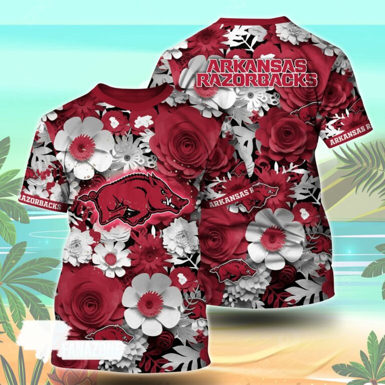 Arkansas Razorbacks NCAA Florals Tshirt For Fans, Summer Football Shirts