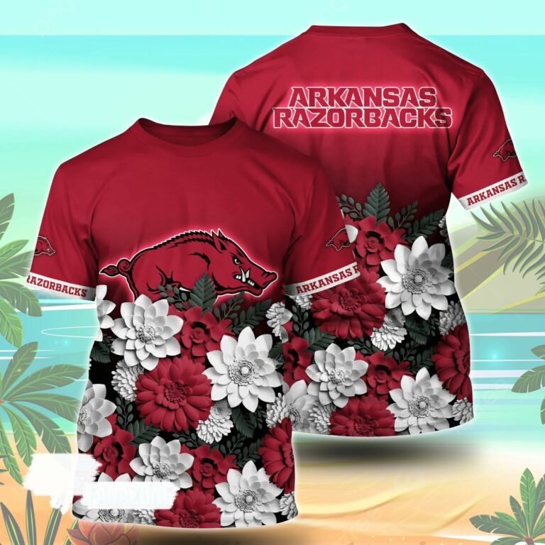 Arkansas Razorbacks NCAA Flower Tshirt For Fans, Summer Football Shirts