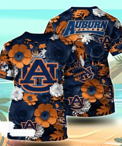 Auburn Tigers NCAA Floral Tshirt For Fans, Summer Football Shirts
