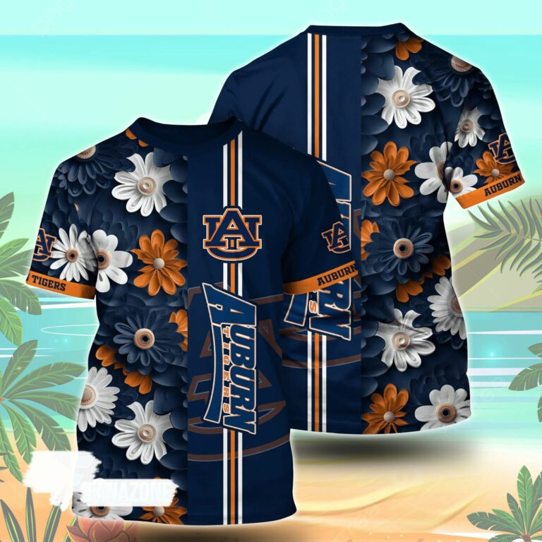 Auburn Tigers NCAA Florals Tshirt For Fans, Summer Football Shirts