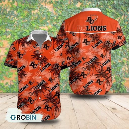 BC Lions Palm Tree Short Sleeve Shirt, Summer Hawaiian Shirt
