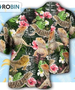 Bearded Dragon Tropical Leaf Hawaiian Shirt Bearded Dragon Tropical Leaf Hawaiian Shirt