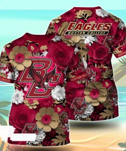Boston College Eagles NCAA Floral Tshirt For Fans, Summer Football Shirts