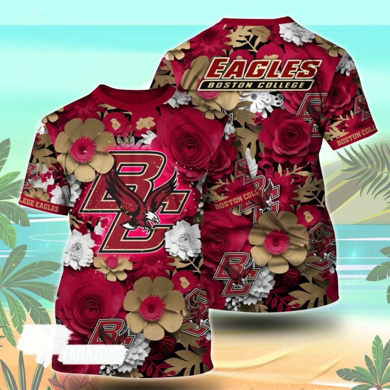 Boston College Eagles NCAA Floral Tshirt For Fans, Summer Football Shirts