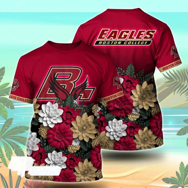 Boston College Eagles NCAA Flower Tshirt For Fans, Summer Football Shirts