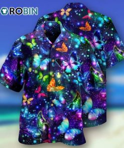 Butterfly Colorful In Dark Hawaiian Shirt