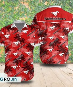 Calgary Stampeders Palm Tree Short Sleeve Shirt, Summer Hawaiian Shirt