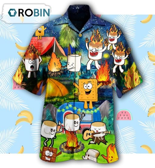 Camping Chocolate Marshmallow Fire Hawaiian Shirt