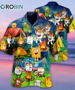 Camping Chocolate Marshmallow Fire Hawaiian Shirt Camping Chocolate Marshmallow Fire Hawaiian Shirt