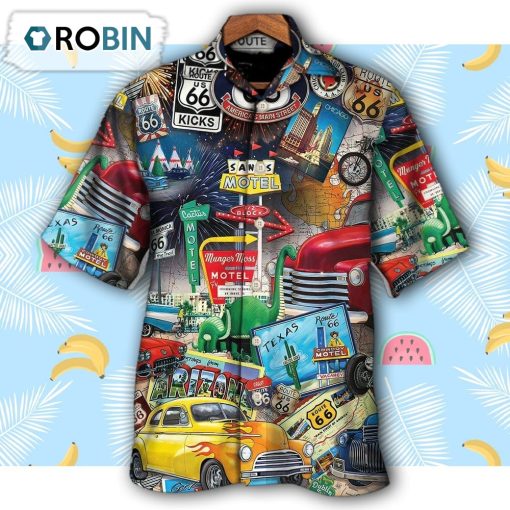 Car Route 66 Road Trip Puzzle Hawaiian Shirt