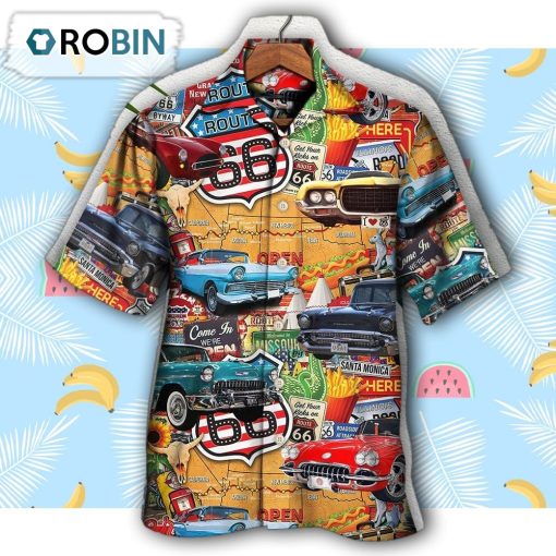 Car Vintage Route 66 Road Hawaiian Shirt