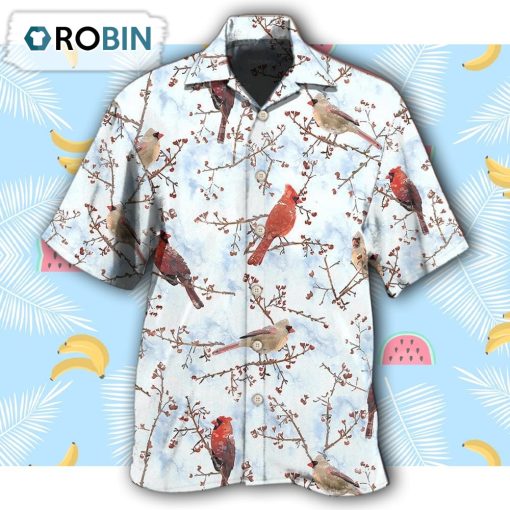 Cardinal Red In Winter Hawaiian Shirt
