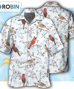 Cardinal Red In Winter Hawaiian Shirt Cardinal Red In Winter Hawaiian Shirt