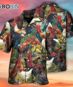 Chicken Lovers Retro Style Background Hawaiian Shirt Chicken Lovers Retro Style Background Hawaiian Shirt