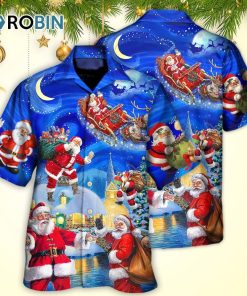 Christmas Santa Claus In The Town Magic Night Art Style Hawaiian Shirt