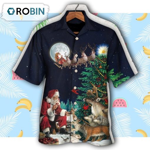 Christmas Santa Giving Christmas For Everyone Christmas Night Hawaiian Shirt