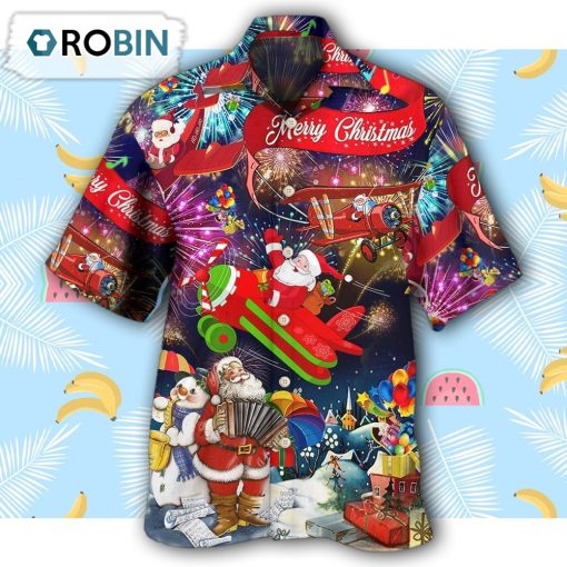 Christmas Spreading Plane With Santa Claus Hawaiian Shirt