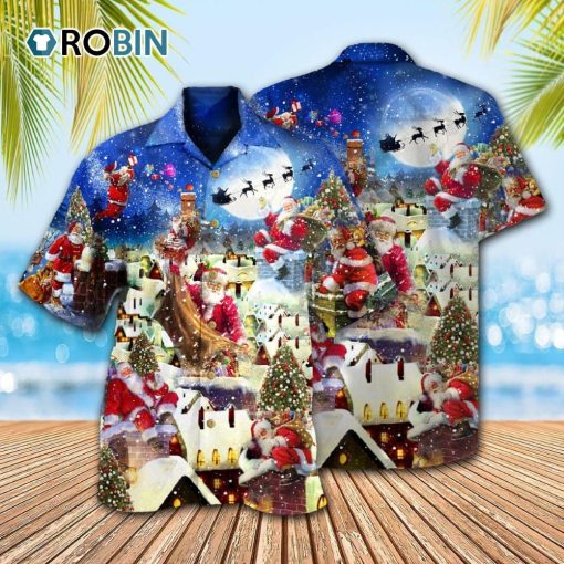 Christmas Up On Rooftop Santa’s Busiest Night With Reindeer Hawaiian Shirt
