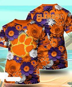 Clemson Tigers NCAA Florals Tshirt For Fans, Summer Football Shirts