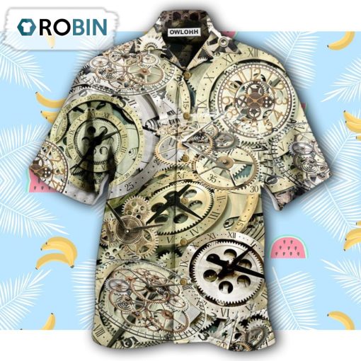 Clock One Speed One Gear Clock With Vintage Style Hawaiian Shirt
