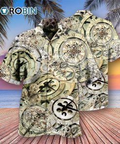 Clock One Speed One Gear Clock With Vintage Style Hawaiian Shirt