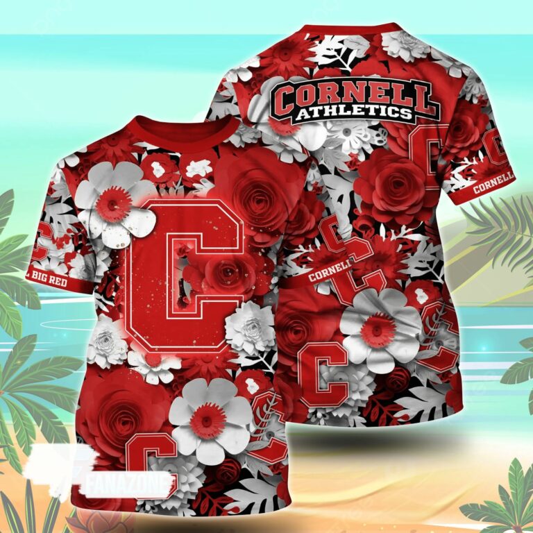 Cornell Big Red NCAA Floral Tshirt For Fans, Summer Football Shirts