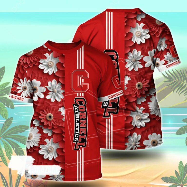 Cornell Big Red NCAA Florals Tshirt For Fans, Summer Football Shirts