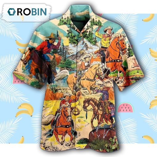 Cowboy Real Men Ride Horses Cool Hawaiian Shirt