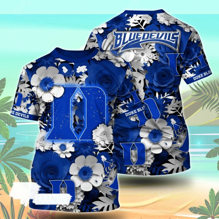 Duke Blue Devils NCAA Floral Tshirt For Fans, Summer Football Shirts