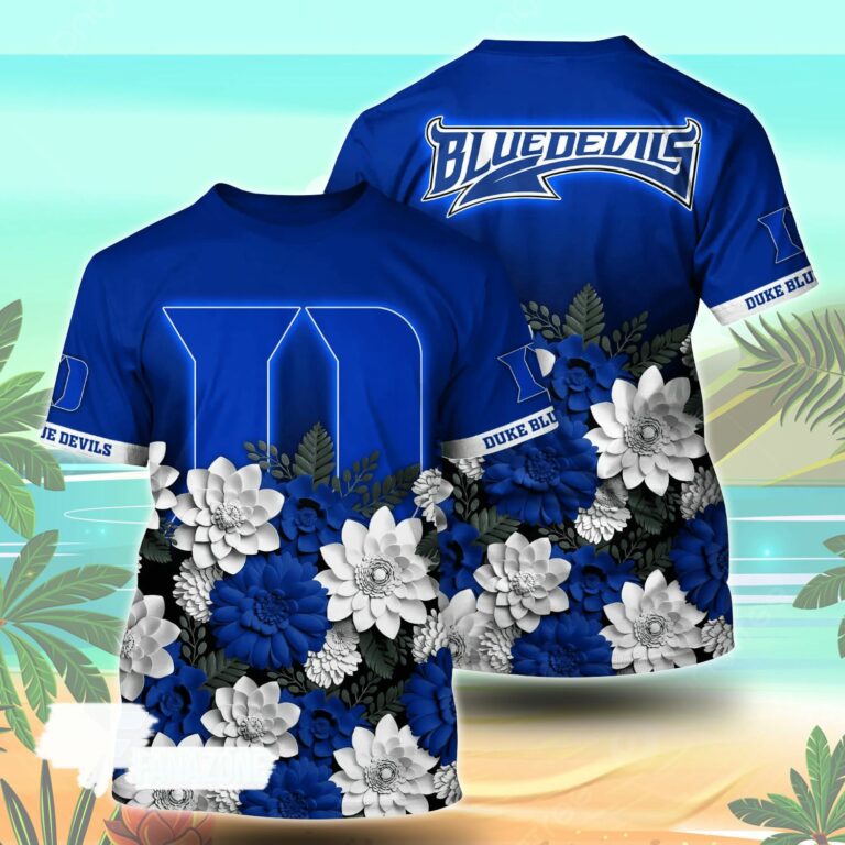 Duke Blue Devils NCAA Flower Tshirt For Fans, Summer Football Shirts
