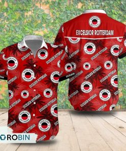 Excelsior Rotterdam Palm Tree Short Sleeve Shirt, Summer Hawaiian Shirt