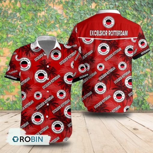 Excelsior Rotterdam Palm Tree Short Sleeve Shirt, Summer Hawaiian Shirt