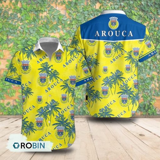 FC Arouca Palm Tree Short Sleeve Shirt, Summer Hawaiian Shirt