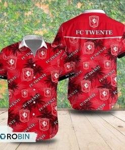 FC Twente Palm Tree Short Sleeve Shirt, Summer Hawaiian Shirt FC Twente Palm Tree Short Sleeve Shirt, Summer Hawaiian Shirt