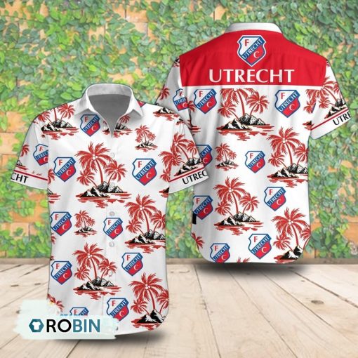 FC Utrecht Palm Island Short Sleeve Shirt, Summer Hawaiian Shirt