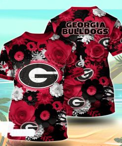 Georgia Bulldogs NCAA Floral Tshirt For Fans, Summer Football Shirts