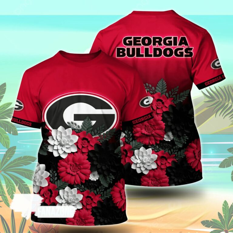 Georgia Bulldogs NCAA Flower Tshirt For Fans, Summer Football Shirts