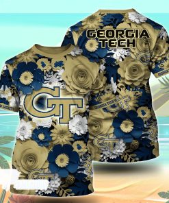 Georgia Tech Yellow Jackets NCAA Floral Tshirt For Fans, Summer Football Shirts