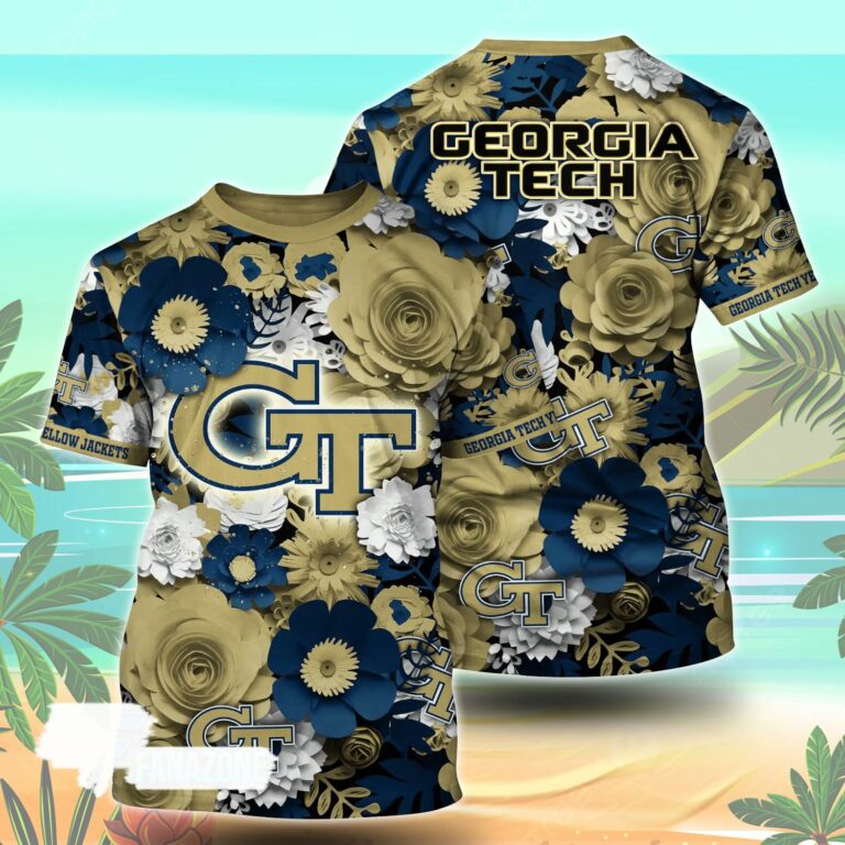Georgia Tech Yellow Jackets NCAA Floral Tshirt For Fans, Summer Football Shirts