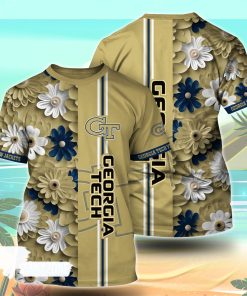 Georgia Tech Yellow Jackets NCAA Florals Tshirt For Fans, Summer Football Shirts