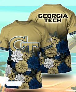 Georgia Tech Yellow Jackets NCAA Flower Tshirt For Fans, Summer Football Shirts