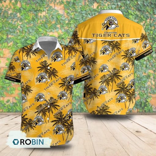 Hamilton Tiger-Cats Palm Tree Short Sleeve Shirt, Summer Hawaiian Shirt