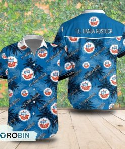 Hansa Rostock Palm Tree Short Sleeve Shirt, Summer Hawaiian Shirt