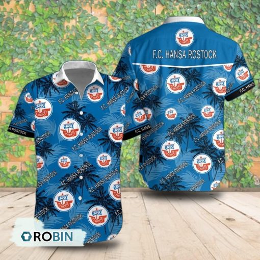 Hansa Rostock Palm Tree Short Sleeve Shirt, Summer Hawaiian Shirt