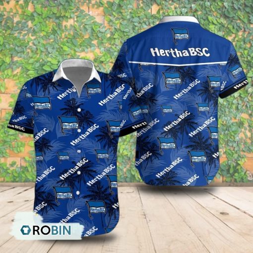 Hertha BSC Palm Tree Short Sleeve Shirt, Summer Hawaiian Shirt