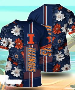 Illinois Fighting Illini NCAA Florals Tshirt For Fans, Summer Football Shirts