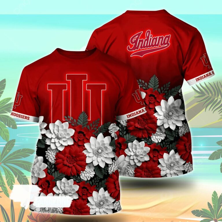 Indiana Hoosiers NCAA Flower Tshirt For Fans, Summer Football Shirts