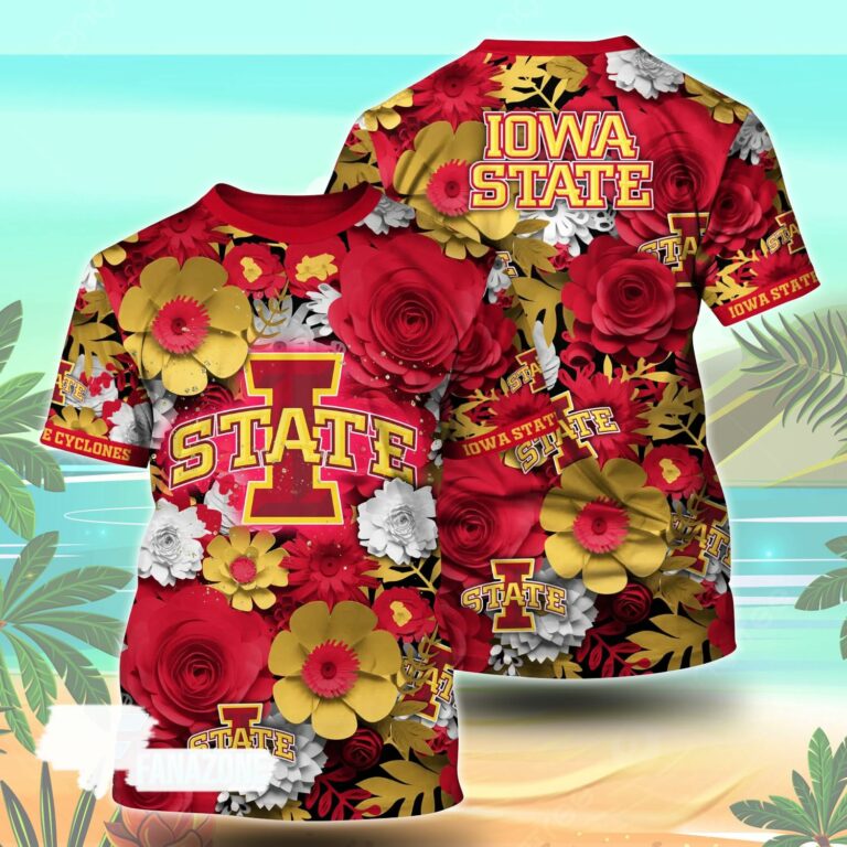 Iowa State Cyclones NCAA Floral Tshirt For Fans, Summer Football Shirts