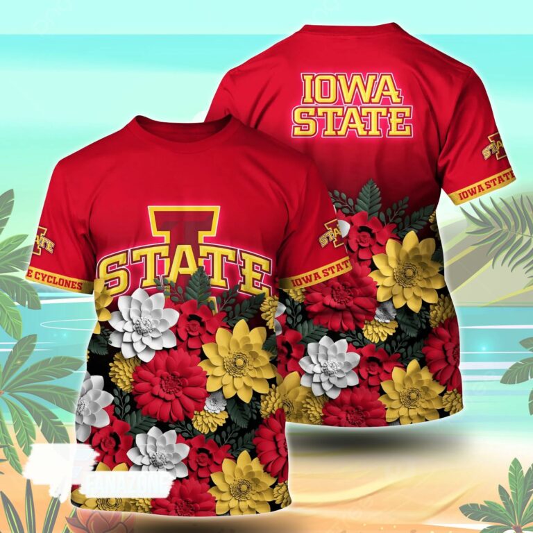 Iowa State Cyclones NCAA Flower Tshirt For Fans, Summer Football Shirts